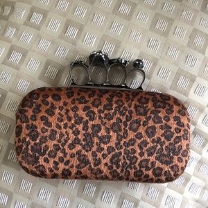 Brass knuckle clutch! Animal print clutch.